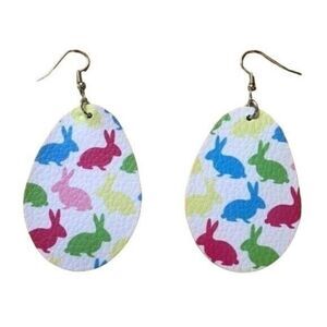 Easter Bunny Egg Dangle Earrings Holiday Spring Rabbit Novelty Fun Jewelry‎